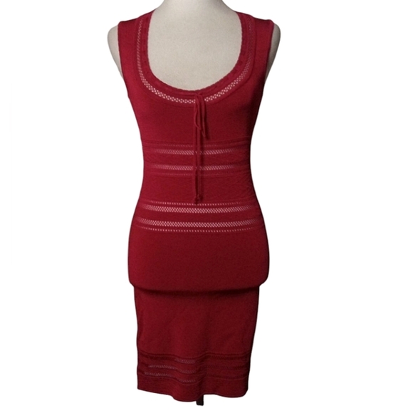 Vintage Y2K Bebe Raspberry Cerise Stretch Bandage Mini Dress Size Small - Picture 2 of 8